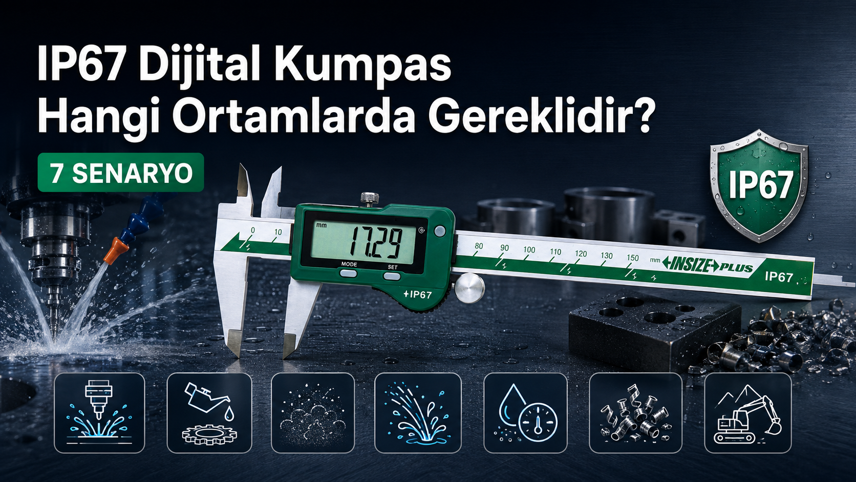 INSIZE 1195 IP67 DİJİTAL KUMPASIN GEREKLİ OLDUĞU 7 ENDÜSTRİYEL ORTAM