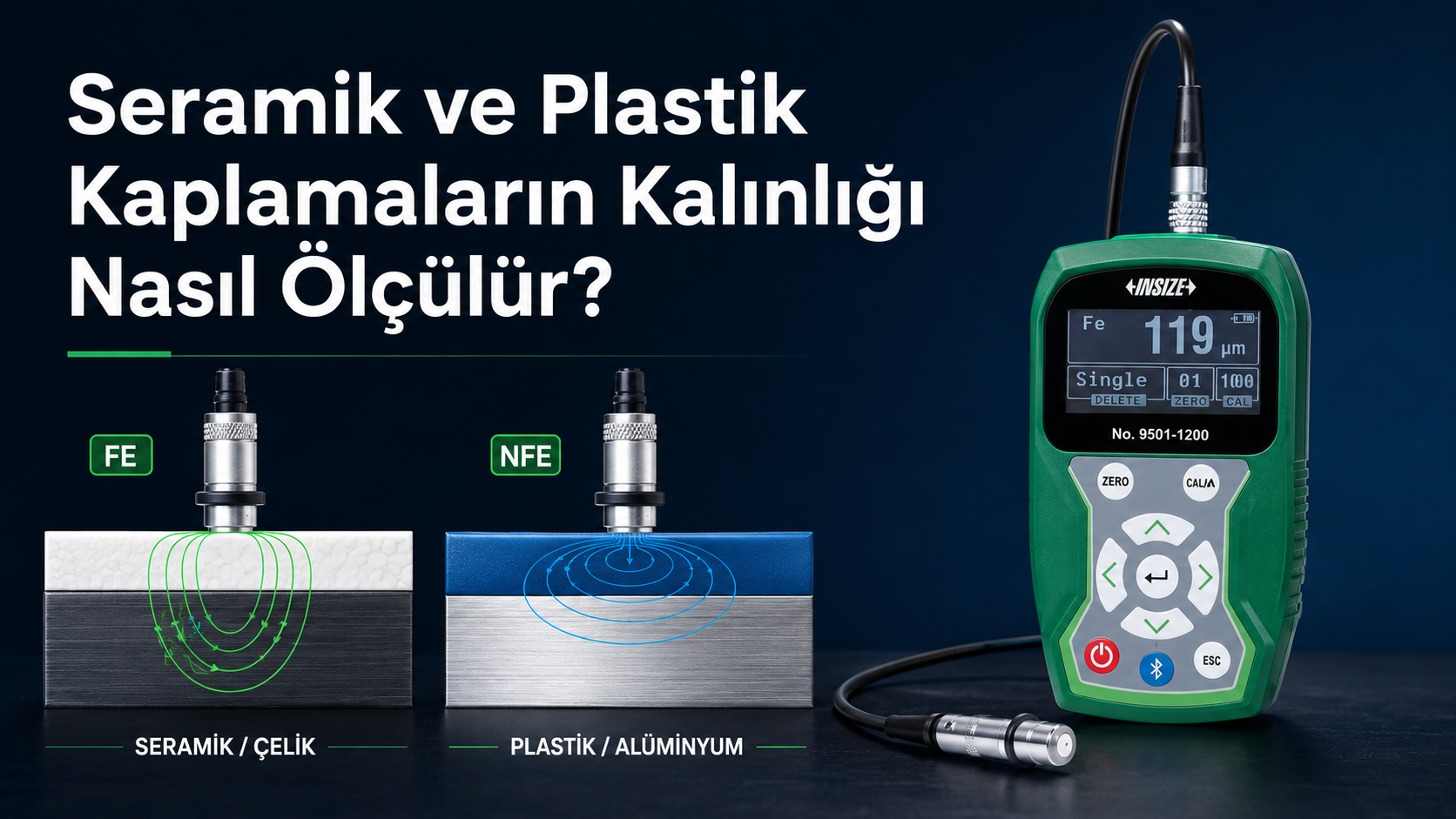 SERAMİK/ÇELİK İÇİN FE, PLASTİK/ALÜMİNYUM İÇİN NFE ÖLÇÜM YÖNTEMİ